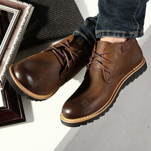 Men's Classic British Style Short Boots Casual Lace-up Shoes